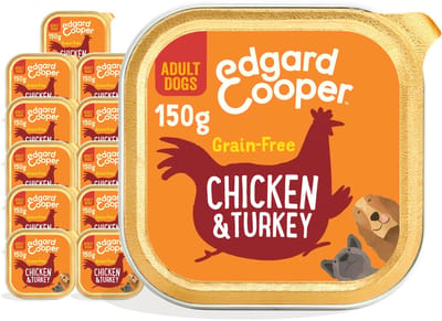 Edgard & Cooper Kuipje Honden Natvoer Hondenvoer Kip - Kalkoen - 11 x 150 gr - Voordeelverpakking