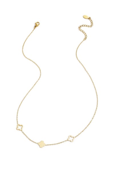 Ketting clover- klavertje vier- goudkleurig
