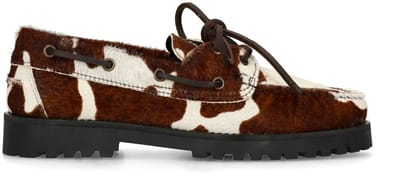 Sacha - Dames - Bruine cow print veterschoenen - Maat 36