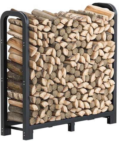 Buiten Brandhout Rack 4 ft - Heavy Duty Vierkant met Waterdichte Cover voor Open Haard en Vuurkorf