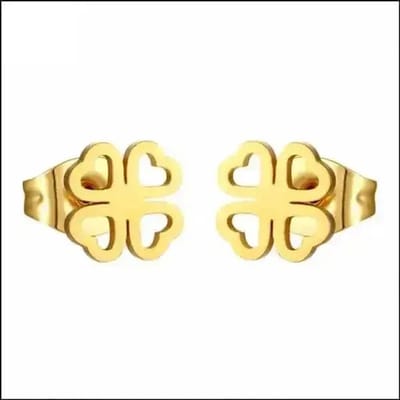 Aramat Jewels | Oorbellen | RVS Hartjes Oorbellen Diverse Kleuren - Dames & Kinderen Oorstekers | Goudkleur-4-hartjes-8mm | | | Staal | Kinderen, Volwassenen | Verkleurd niet