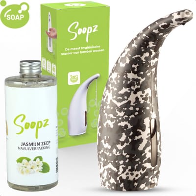 Soopz Automatische Zeepdispenser – Donker Camouflage – Dark Camo Classic – Zeeppompje met Bewegingssensor – Met Jasmijn Zeep