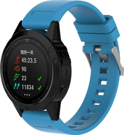 Strap-it Siliconen sport glossy bandje geschikt voor Garmin Fenix 9 (43mm) / 9 Pro (43mm) 8 - 43mm / Fenix 7s (Pro - Solar - Sapphire Solar) / Fenix 6s (Pro - Sapphire) / Fenix 5s (Plus - Sapphire) / Epix Pro (Gen 2) 42mm / Instinct 2s - E - Aqua