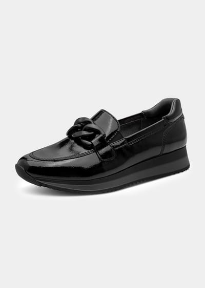 Slip-on schoen met sierbandje - lakzwart - Gr. 37 van Goldner Fashion