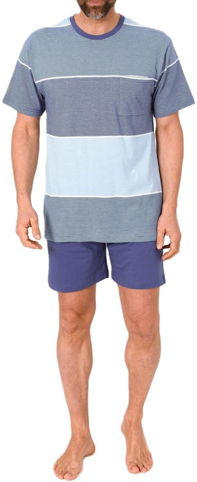 Normann herenpyjama Shorty met korte mouwen in een gestreepte look - ook in grote maten