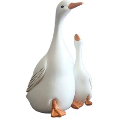 Canard artificiel en résine synthétique, modèle mère et bébé canard, pour table de salon Small white
