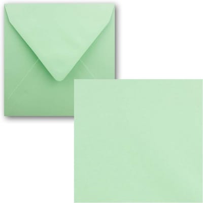 25 Vierkante Kaarten 15x15 cm Mintgroen met Enveloppen voor Wenskaarten en Uitnodigingen