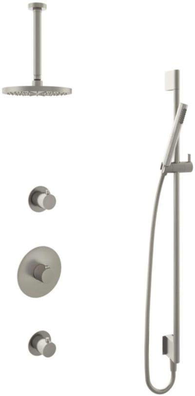 Hotbath Buddy - Inbouw Regendoucheset - 2 Stopkranen - Thermostatisch - Plafondbuis 30 cm - Hoofddouche 200 mm - Staafhanddouche - Glijstang 900 mm - Waterbesparend - V02
