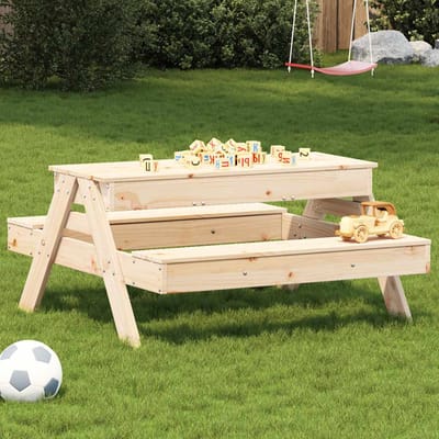 vidaXL Picknicktafel met zandbak voor kinderen massief grenenhout