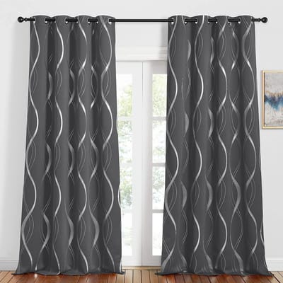 Dailygoods- Verduisteringsgordijnen warmte-isolerend - Gordijnset van 2 stuks - H 245 x B 140 cm - Zilveren folieprint - Geschikt voor woonkamer - Thermogordijnen
