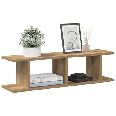 vidaXL - Wandschappen - 2 - st - 75x18x20cm - bewerkt - hout - artisanaal - eikenkleur