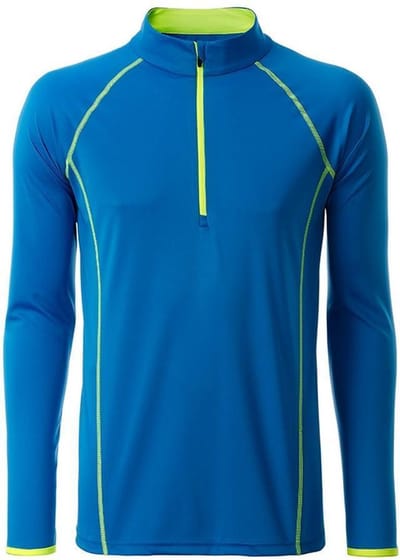 James and Nicholson Heren Sport Top met lange mouwen (Helder blauw/ helder geel)