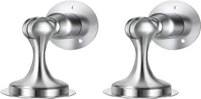 Deurstopper Set - Magnetisch RVS - Zonder Boren - Voor Deurbeveiliging - Dubbelzijdige Tape - Voor Thuisgebruik - Soft Card Technologie - Zilver - One Size - 2 stuks