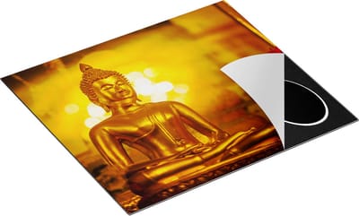 Chefcare Inductie Beschermer Gouden Boeddha Beeld - 60x50 cm - Afdekplaat Inductie - Kookplaat Beschermer - Inductie Mat