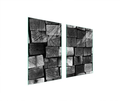 TMK ArtDeko Serie - Glas Beschermer - 65x52 cm - Houtpatroon - Hittebestendig