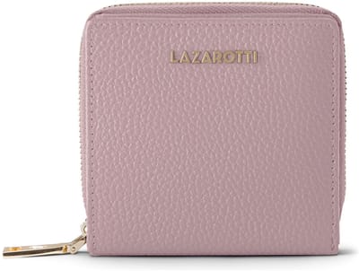 Lazarotti Leren portemonnee Bologna Leather Zip Wallet With 6 Card Slots Pink roze