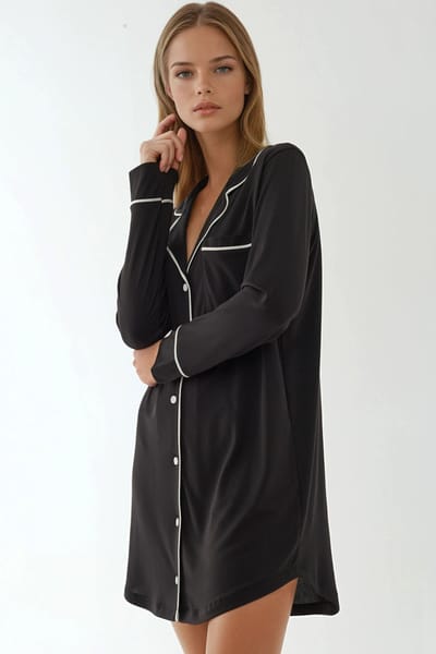 Extra Zachte Aanraak Relaxed Fit Mini Lounge Jurk met Kraag