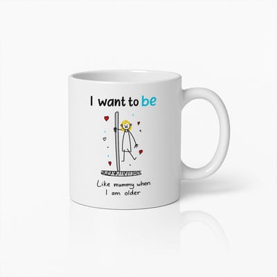Ik Wil Zoals Mama Zijn Als Ik Ouder Ben Mok 330ml – Schattige Kindertekening Koffiebeker – Perfect Cadeau voor Moeders