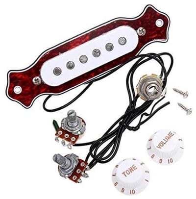 Dailygoody - Rode Cheloniaans Schelp Luidsprekergat Pickup - Gemakkelijk te installeren - Compact formaat - Akoestische en elektrische gitaar - Hoogwa.
