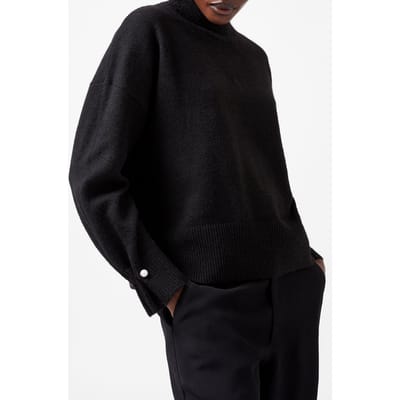 French Connection Kezia Pearl Cuff Detail Jumper Blackout Maat: XS | Sweaters Outlet | Dames | Zwart