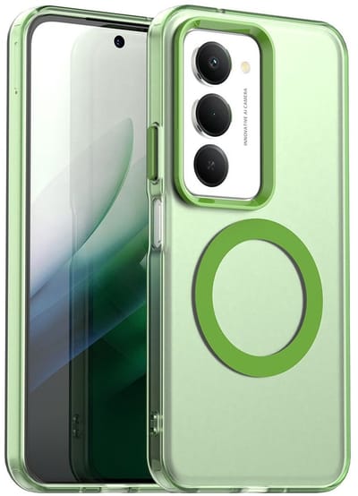 MagSafe Compatibel Backcover Hoesje Geschikt voor Xiaomi Redmi 15 5G - Groen & Semi-Transparant Design - Stijlvol & Goede Bescherming