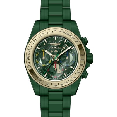Invicta Speedway 51034 Herenhorloge - Quartz Uurwerk - Roestvrij Staal met Groene Wijzerplaat - 39 mm