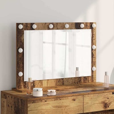 vidaXL - Make-up - Spiegel - Oudhout - 80 - x - 55 - x - 18 - cm - Rechthoekig