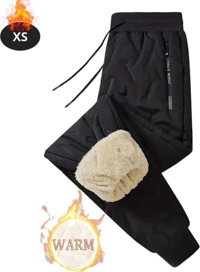 Nivard Warme Broek Heren - Thermo - Fleece - Winterbroek - Joggingbroek - Sweatpants - Zwart - XS