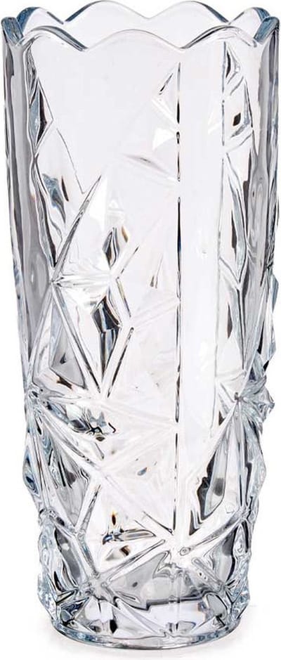 Giftdecor Vaas - diamant relief - glas - 19 cm - Gedecoreerd glas - Vaas - Geschikt voor bloemen en boeketten
