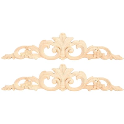 Applique en Bois Sculpté de Fleurs de Style Européen Meuble Maison Mur Décoratif Décalcomanie Accessoires beige