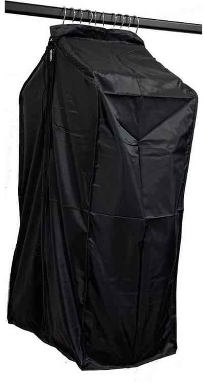Zwarte kledinghoes 100cm – Grote kleding beschermhoes voor meerdere kledingstukken – Nylon kledingzak met rits, trekkoord & gesloten onderzijde – Stofvrije opberghoes – 100x57x40cm – Pakhoes, jas hoes, reis kledinghoes
