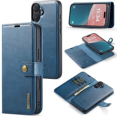 DG.MING Hoesje - Geschikt voor iPhone 16 Hoesje - DG.MING 2-in-1 Book Case & Back Cover - Blauw