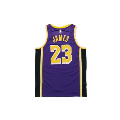 Nike NBA Lakers LeBron James 23 Fan Edition Pullover Crew Neck Jersey Heren Sportkleding Paars AA7097-514 L blue