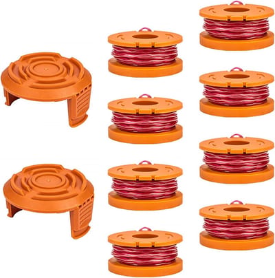 Set van 8 Vervangingsspoelen voor Grastrimmer, Compatibel met Diverse Modellen, 1.65 mm Dikte, 3 m Lengte en 2 Vervangende Caps