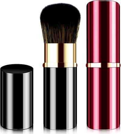 2 Stuks Inklapbare Kleine Make-up Kwasten voor Reizen, Lipkwast en Poederkwast voor Perfecte Make-up Blending en Toepassing