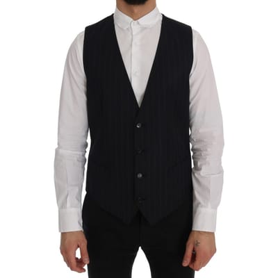 Marineblauw Pinstripe Vest