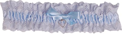 Kousenband Blauw Broderie - Blauw Strikje & Hartje