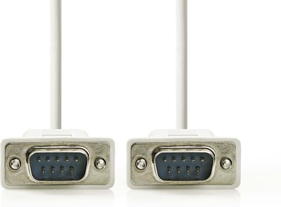 Nedis Seriële Kabel - D-SUB 9-Pins Male - D-SUB 9-Pins Male - Vernikkeld - 2.00 m - Rond - PVC - Ivoor - Label