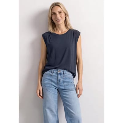 Shirt met afhangende schouders en elastische zoom