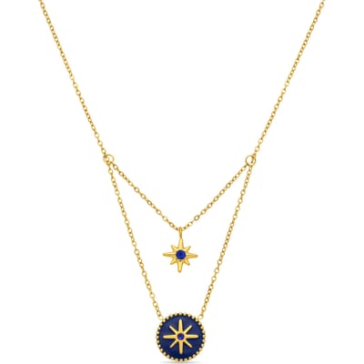 Luxenter Ketting met blauwe laklaag en 18-karaats geelgouden afwerking - Iskha