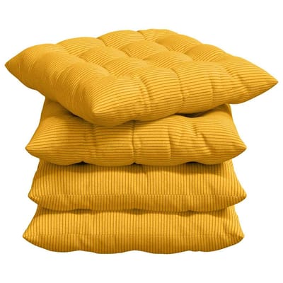 vidaXL - Zitkussens - 4 - st - Corduroy - stof - Licht - Geel - 40 - x - 40 - x - 6 - cm