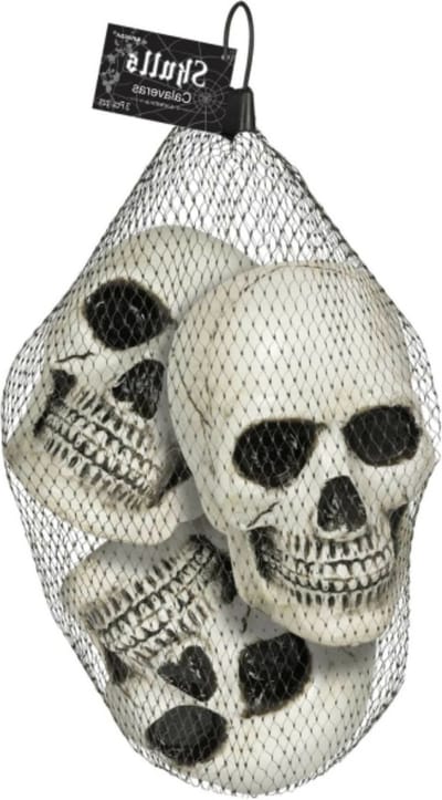 Amscan Doodskoppen - 3x stuks - 10 cm - kunststof - schedels - halloween - horror
