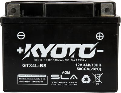 Batterie SLA Kyoto pour Quad Aeon 100 Revo 4X2 2003 à 2004 YTX4L-BS SLA / 12V 3Ah Neuf