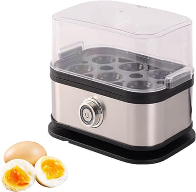 Eierkoker - Multifunctionele eierstoomkoker - Met transparant deksel - Geschikt voor 6 eieren - Compact en snel koken - Automatische uitschakeling - Geschikt voor het koken van zachtgekookte, halfhardgekookte en hardgekookte eieren - Grijs