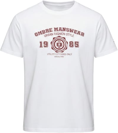 OMBRE T-shirt - Regular Fit - Katoen - Korte Mouw Wit S