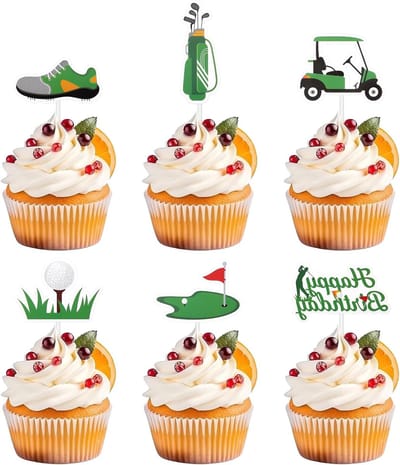 Golf Cupcake Toppers voor Feestjes - 36 Stuks met Trophy, Golfballen en Schoenen voor Sportthema Verjaardagen en Babyshowers