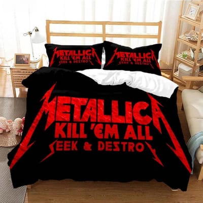 Metal Music Band M-Metallica Beddengoedset Eenpersoons Tweepersoons Tweepersoons Queen Kingsize Bedset Volwassene Kind Slaapkamer Dekbedovertrekset Thuistextiel US Twin 173x218cm