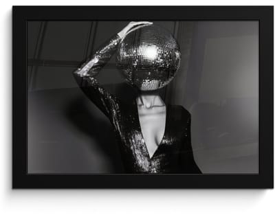 Poster in lijst - Fotolijst 30x20 cm - Posters - Discobal - Gezicht - Glamour - Zwart - Posterlijst zwart - Decoratie - Wanddecoratie woonkamer - Muurdecoratie slaapkamer