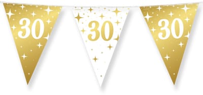 BTH – Slinger 30 Jaar – Wit-Goud – Verjaardag Versiering – Happy Birthday Decoratie – 30 Jaar Feest Versiering – 10m