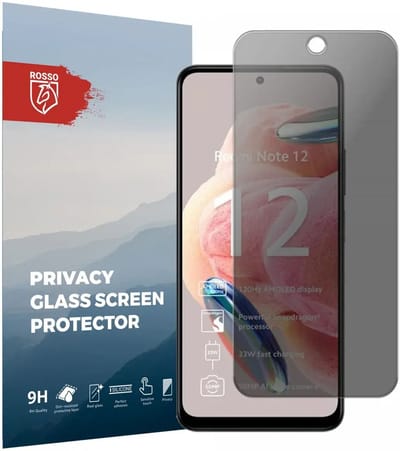 Rosso Privacy Screen Protector Geschikt voor de Xiaomi Redmi 12 - 9H Gehard Glas - Case Friendly Tempered Glass - Eenvoudige Installatie